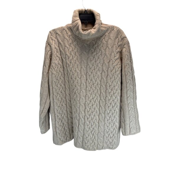 Valerie Stevens Lambswool Cable Knit Turtleneck Sweater Gray Pullover Women's - Picture 2 of 8